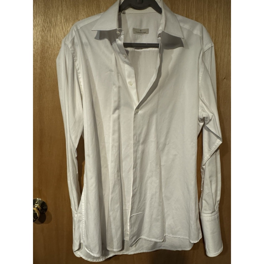 Ermenegildo Zegna Dress Shirt Men's 41/16 White Long Sleeve French Cuff